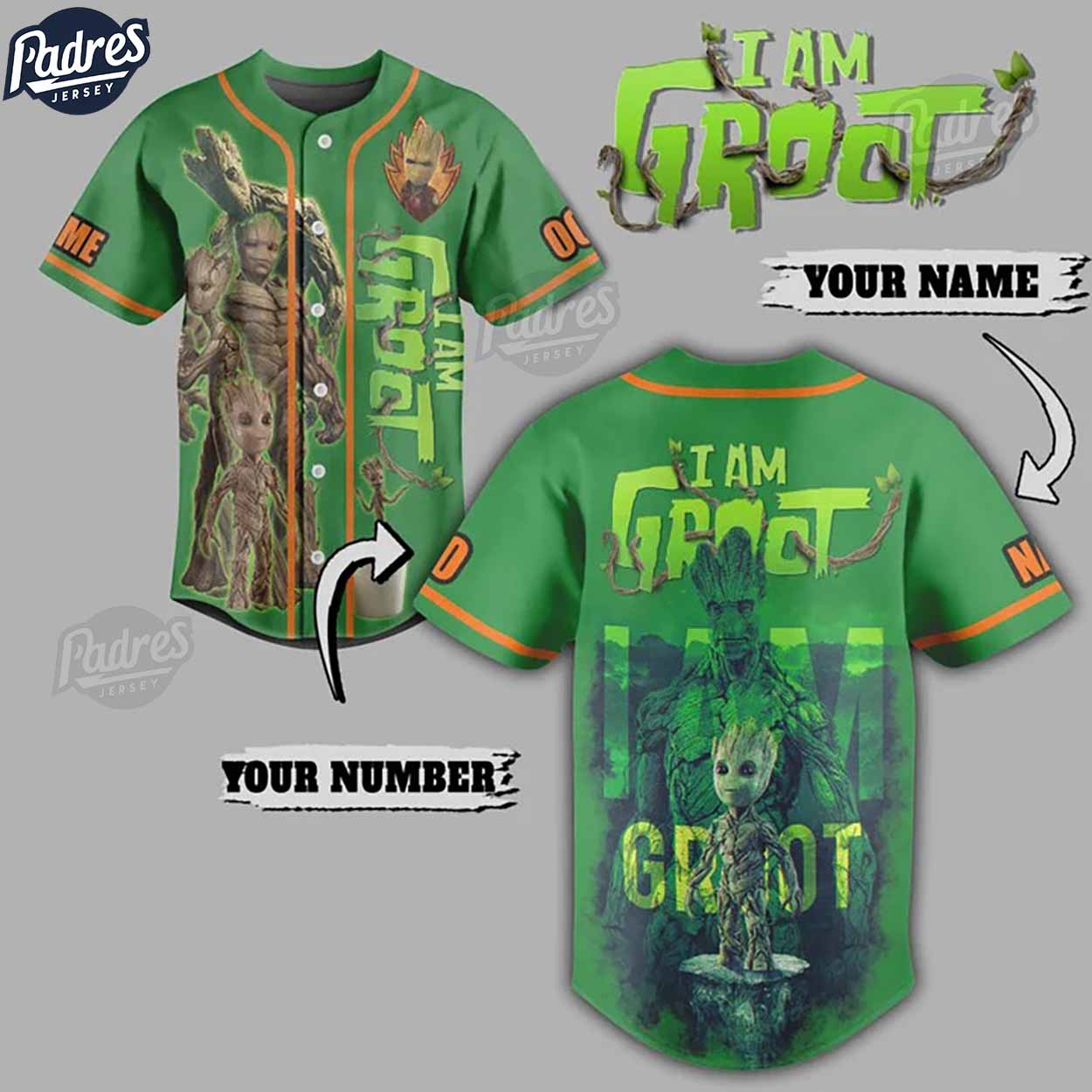 Custom Marvel Groot Baseball Jersey - Padres Jersey Oasis: Elevate Your Baseball Style Game
