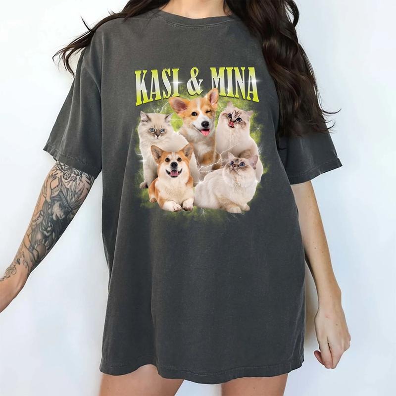 Custom Pet Bootleg Rap Tee Comfort Colors, Custom Dog Cat Photo Vintage 90s Graphic Shirt, Insert Your Design, Dog Mom...