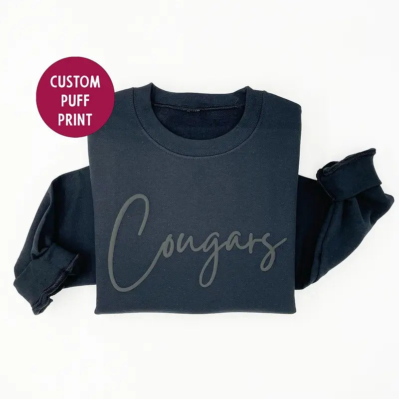 Custom Puff Print Team Name Crewneck Sweatshirt, Hoodie, T-shirt, Embossed Sweatshirt | HypeCrazeTee.com