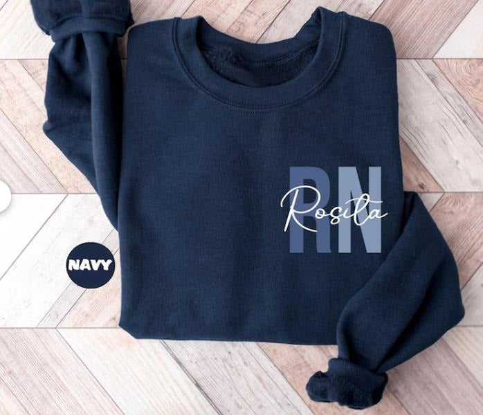 Custom Registered Nurse Sweatshirt With Name, Personalized RN Pocket Hoodie, Nurse Life Outfit, Nurse Appreciation...