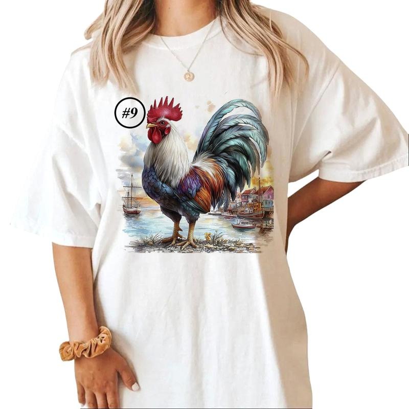 Custom Rooster Watercolor Unisex T-shirt Sweatshirt Hoodie Design all Farm Animal #af 1 Cotton Womenswear | HypeCrazeTee.com