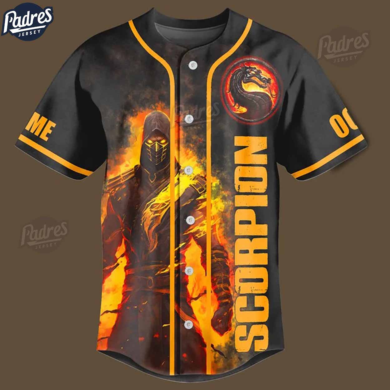 Custom Scorpion Get Over Here Mortal Kombat Baseball Jersey - Padres Jersey Oasis: Elevate Your Baseball Style Game
