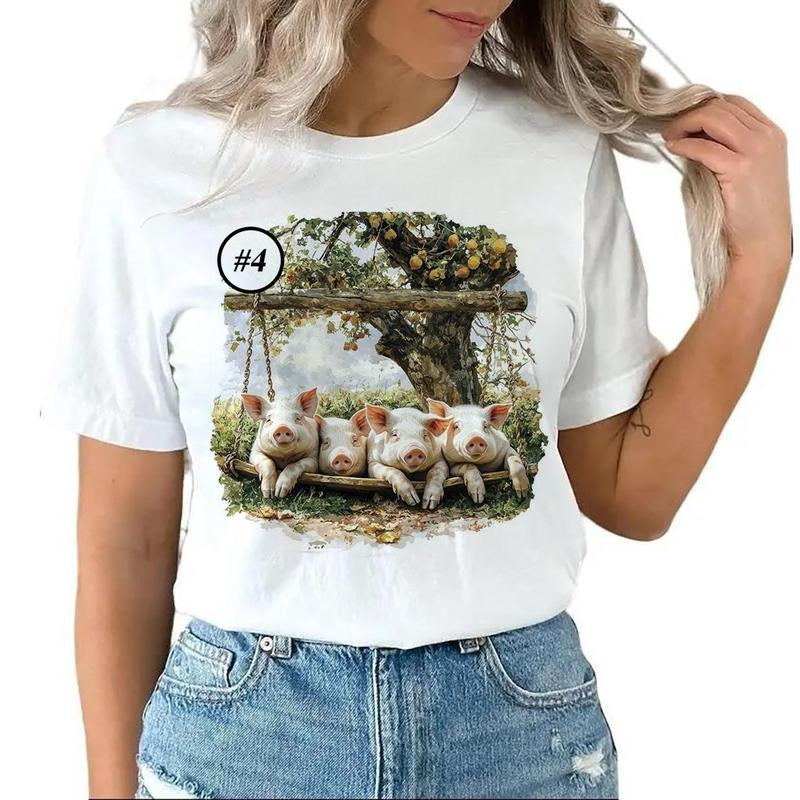 Custom Three Farm Pigs Farm Yard Cute Party All #Hf 1 Cotton Top T-Shirts, Hoodie, Sweatshirt