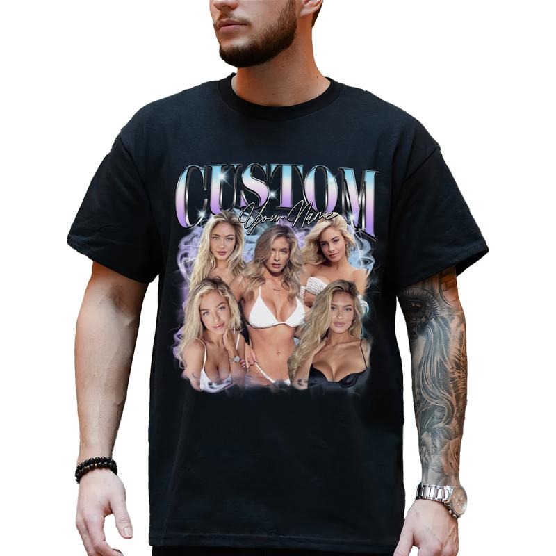 Custom Unisex Bootleg Rap Tee, Custom Photo Vintage 90s Graphic Shirt, Girlfriend Valentine's Day Gifts for Boyfriend,...