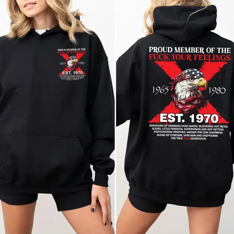 Custom Year Generation X Eagle Hoodie New Version, Fafo Generation, Raised on Hose Water and Neglect, 100% Cotton,...