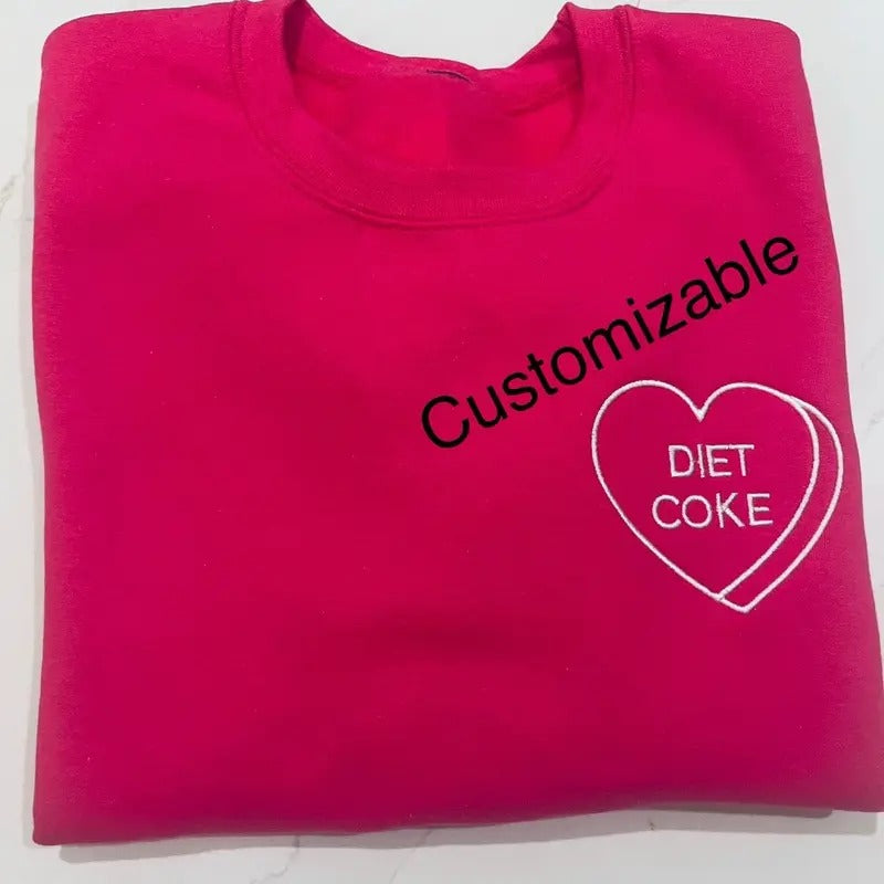 Customizable Embroidered Heart Sweatshirt - Women's Pullover for Valentine's Day - Womenswear Crewneck Embroidery Hoodie...