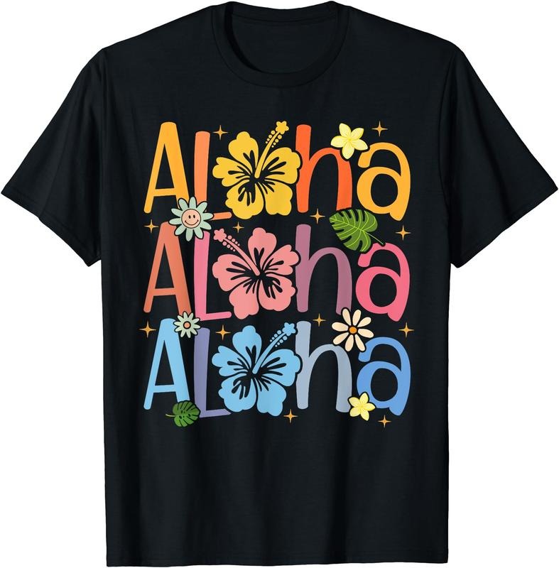 Cute Aloha Hawaiian Summer Vacation Shaka Hibiscus T-Shirt | Unisex Cotton Tee Gift, Crewneck, Short Sleeve Hoodie,...