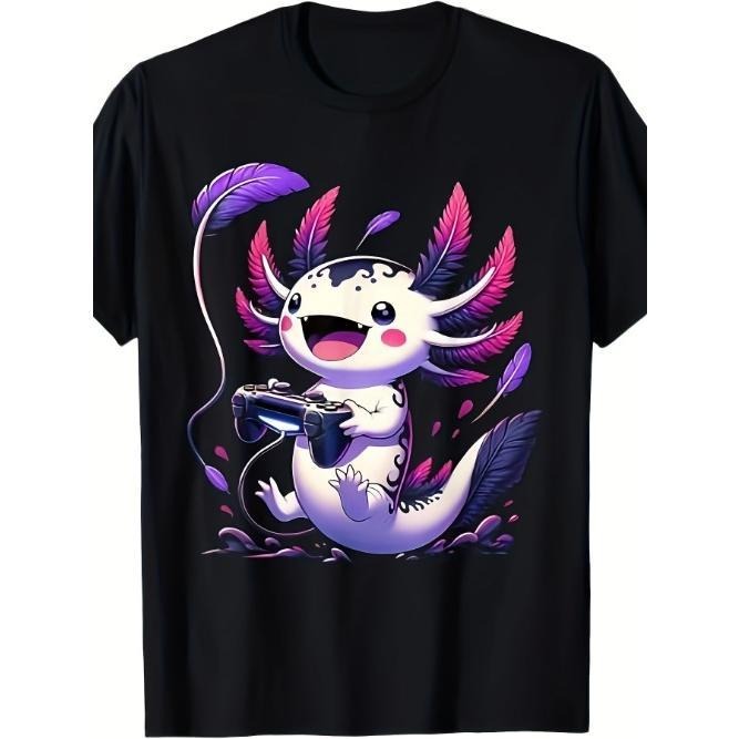 Cute Axolotl Playing Console Video Games Axolotl Gaming T-Shirt Made in USA Hoodie, Sweatshirt | HypeCrazeTee.com