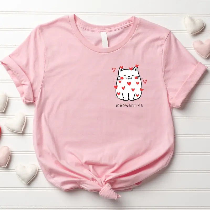 Cute Cat Valentine Shirt, Cat Lover Valentines Shirt, Funny Valentines Day Shirt, Cat Lover Girls Valentines Day Shirt,...