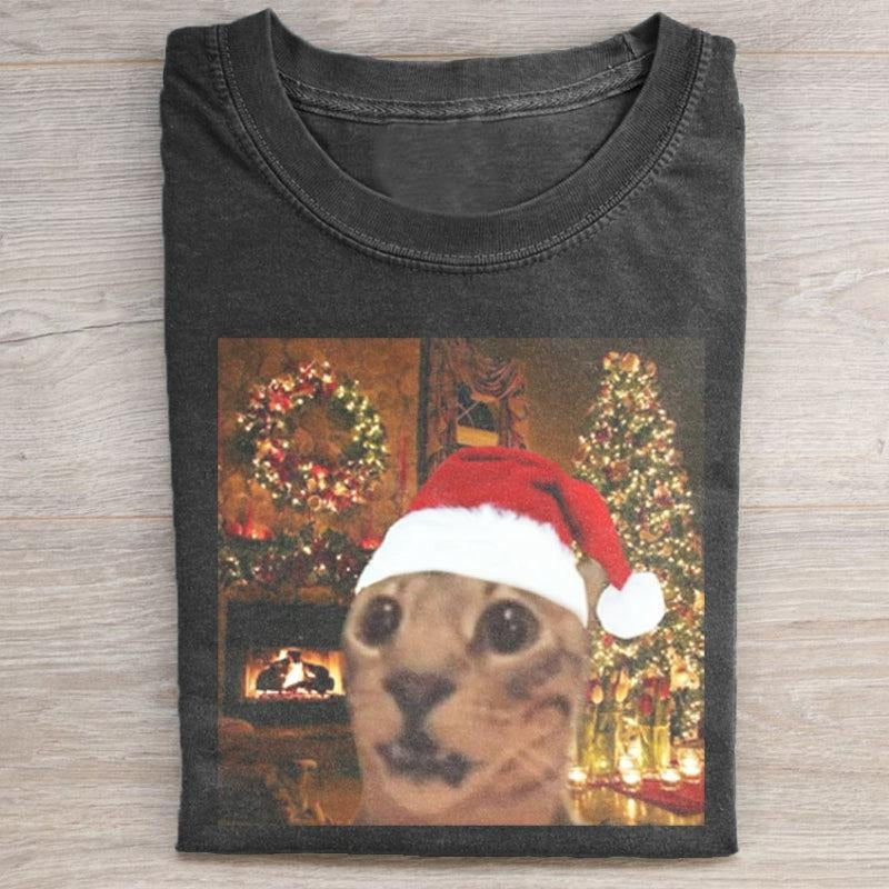 Cute Cat Meme Funny Vintage Shirt Santa Comfort Colors Underwear T-Shirts, Hoodie, Sweatshirt