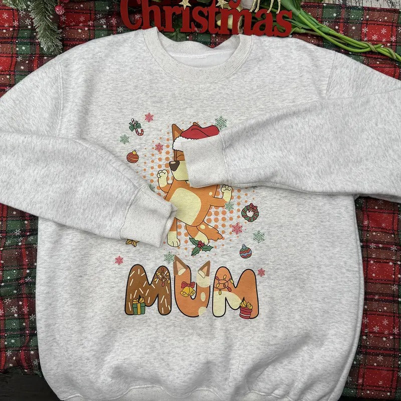 Cute Christmas Mum Crewneck Sweatshirt, Christmas Family Matching Shirt, Christmas 2024 Gifts Hoodie | HypeCrazeTee.com