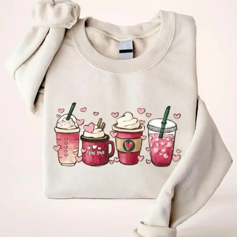 Cute Coffee Valentines Crewneck Sweatshirt, Hoodie, T-shirt | HypeCrazeTee.com