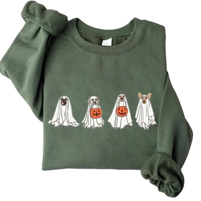 Cute Dogs Halloween Crewneck Sweatshirt Hoodie Tshirt, Halloween 2024 Gifts | HypeCrazeTee.com