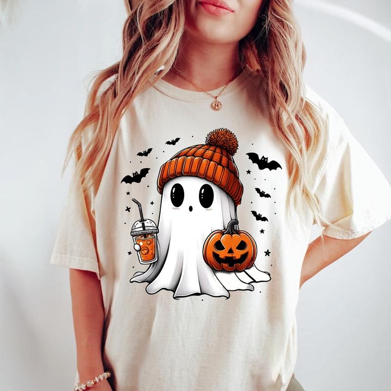 Cute Ghost Halloween Tee, Halloween Coffee Shirt, Bougie Shirt, Bougie Ghost Shirt, Spooky Season Sweashirt Hoodie,...