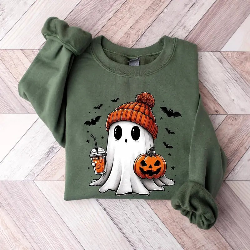 Cute Ghost Sweatshirt, Funny Spooky Sweatshirt, Womens Ghost Sweatshirt, Spooky Season, Halloween Party Shirt, Fall Ghost...