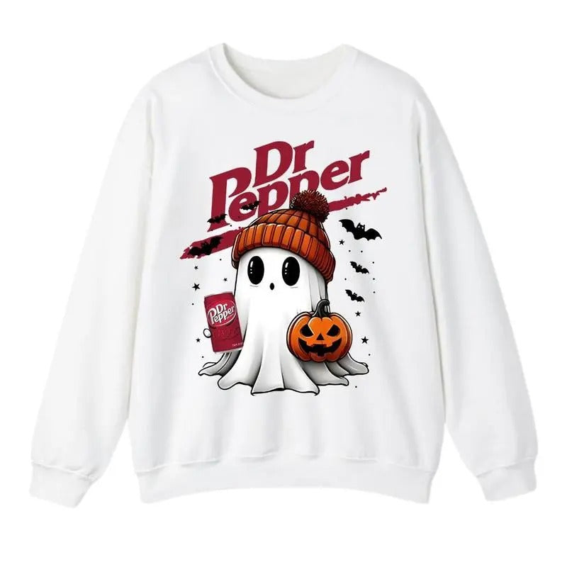 Cute Halloween Boo Dr Pepper Drinking Soda Lovers Unisex Cotton Sweatshirt for men and women T-Shirts, Hoodie