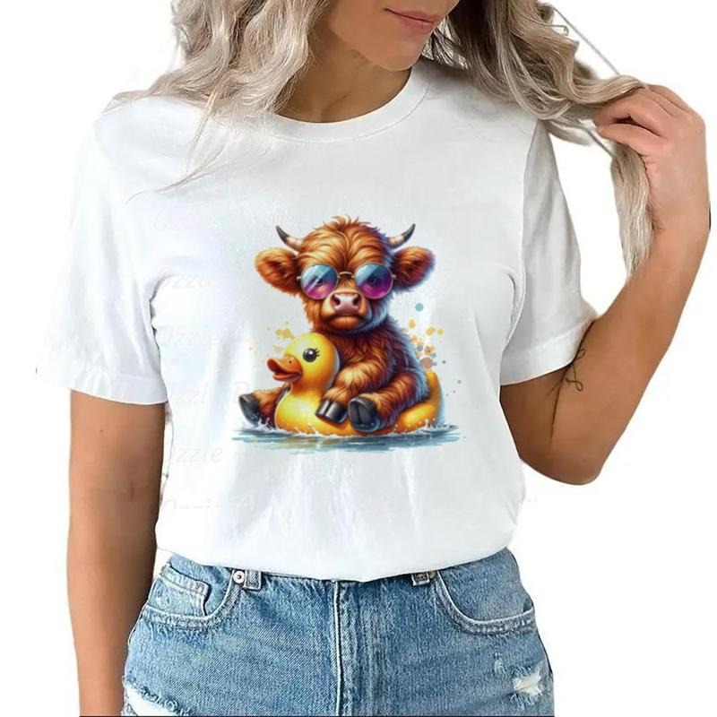 Cute Highland Cow T-shirt Rubber Duck Cow Summer Funny T-Shirt Unisex Hoodie Sweatshirt | HypeCrazeTee.com
