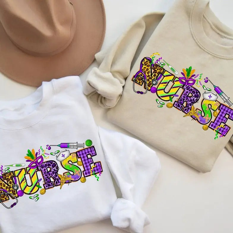 Cute Leopard Nurse Mardi Gras Costume: New Orleans Sweater Fat Tuesday Sweatshirt & Carnival Tee Hoodie | HypeCrazeTee.com