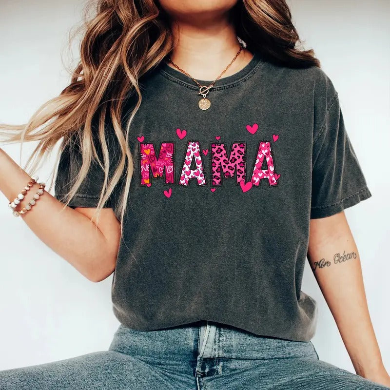 Cute Mama Heart T-shirt, Valentine Mom Shirt, Mothers Day Gift, Mom Birthday Gift Hoodie, Sweatshirt | HypeCrazeTee.com