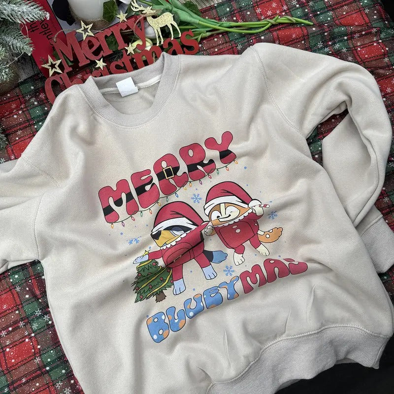 Cute Merry Christmas Crewneck Sweatshirt, Christmas Family Matching Shirt, Christmas 2024 Gifts Hoodie | HypeCrazeTee.com