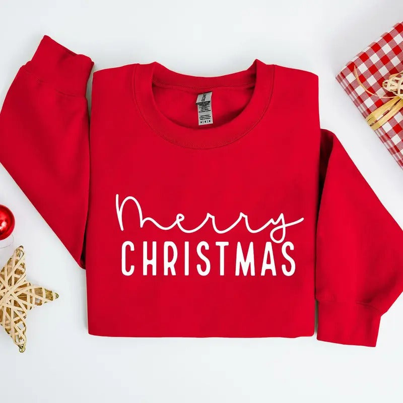 Cute Merry Christmas Sweatshirt, Hoodie, Tshirt, Christmas 2024 Gifts | HypeCrazeTee.com