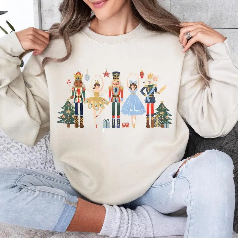 Cute Nutcracker Christmas Sweatshirt, Nutcracker Tshirt, Cute Holiday Gift, Womens Christmas Trendy Nutcracker, Christmas...