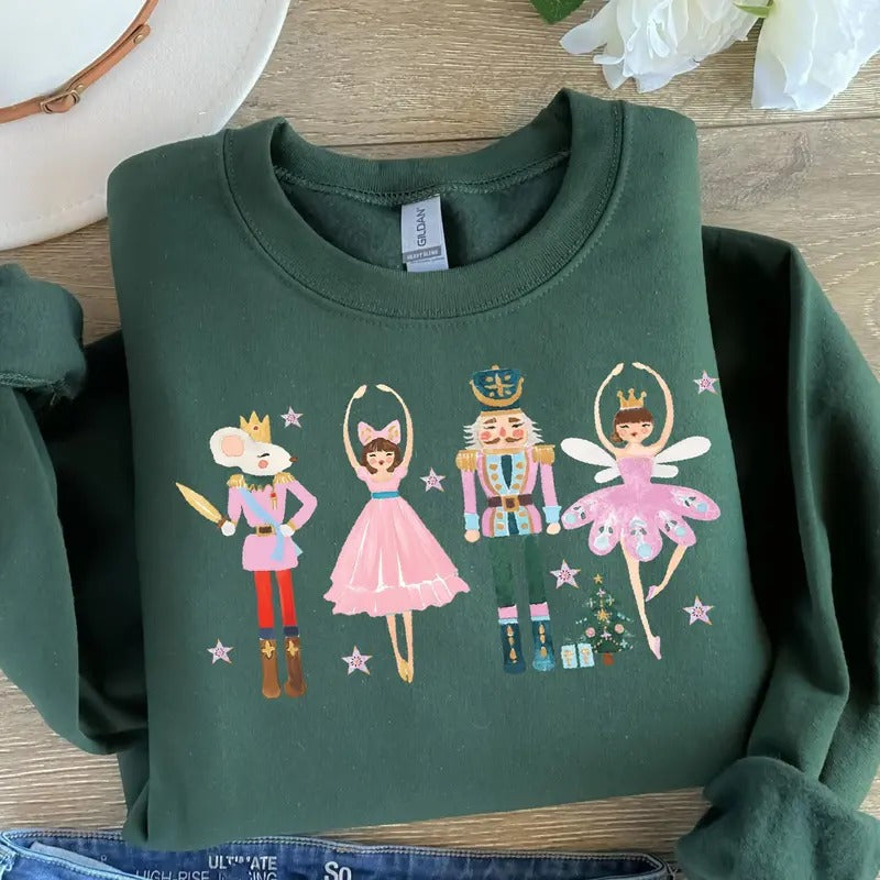 Cute Nutcracker Christmas Sweatshirt, Nutcracker Tshirt, Cute Holiday Gift, Womens Christmas Trendy Nutcracker, Christmas...