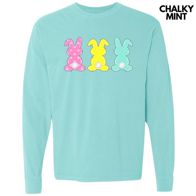 Cute Pattern Bunny Trio Long Sleeve Comfort Colors T-Shirt 'NLB' Hoodie, Sweatshirt | HypeCrazeTee.com