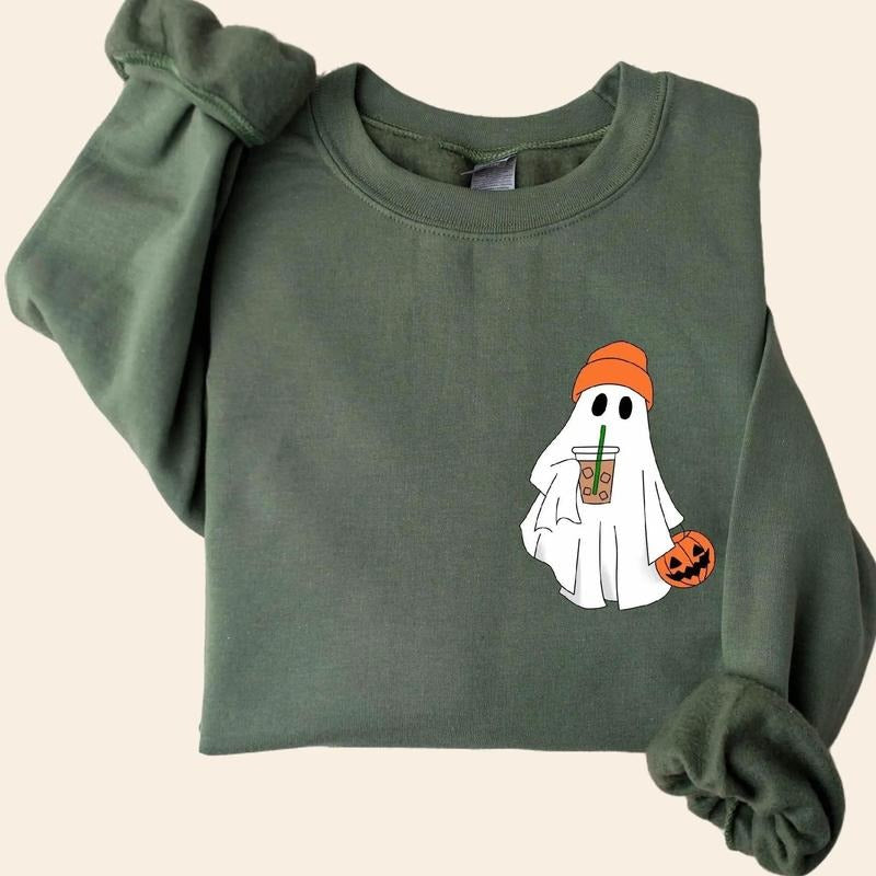 Cute Spooky Coffee Trick Treat Ghost Spooky Season Fall Coffee Lover Shirt Halloween Party Shirt T-Shirts, Hoodie, Sweatshirt