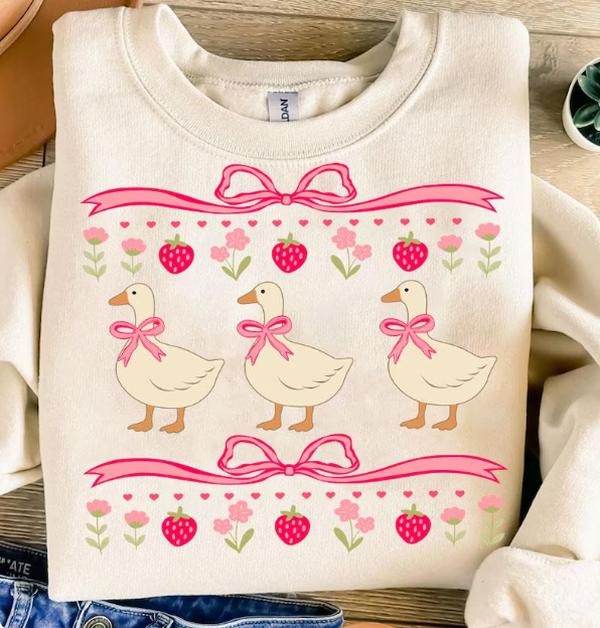 Cute Strawberry Goose Shirt, Summer Goose, Mama Goose, Mothers Day Hoodie, Sweatshirt | HypeCrazeTee.com