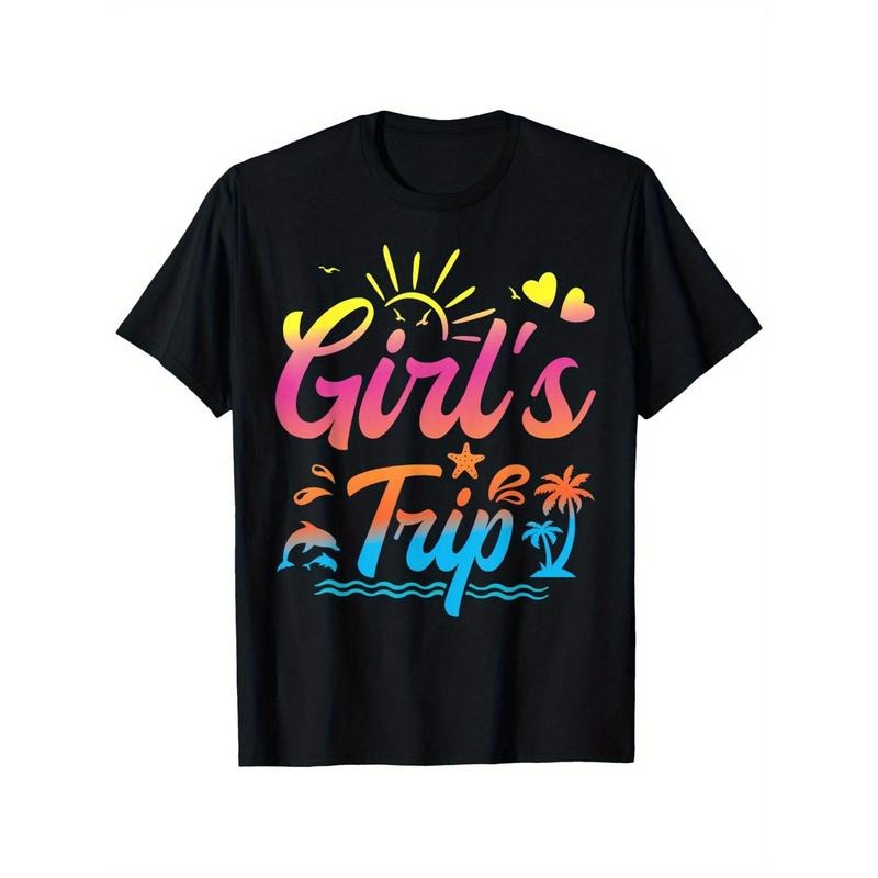 Cute Trip T-Shirt,  Suitable for Women,  Friends, Black Round Neck Short Sleeves, Hoodie, Sweatshirt | HypeCrazeTee.com
