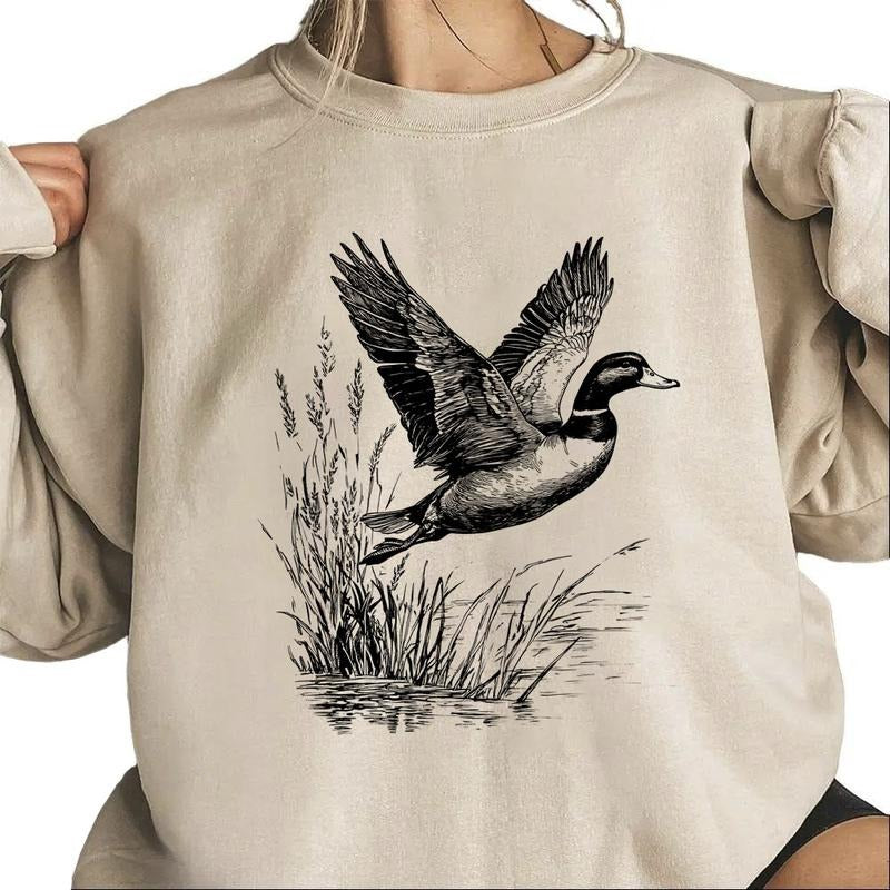 Cute Vintage Mallard Duck Unisex Hoodie T-shirt Sweatshirt Hoodie Hunting Season Outfit Cotton Womenswear | HypeCrazeTee.com