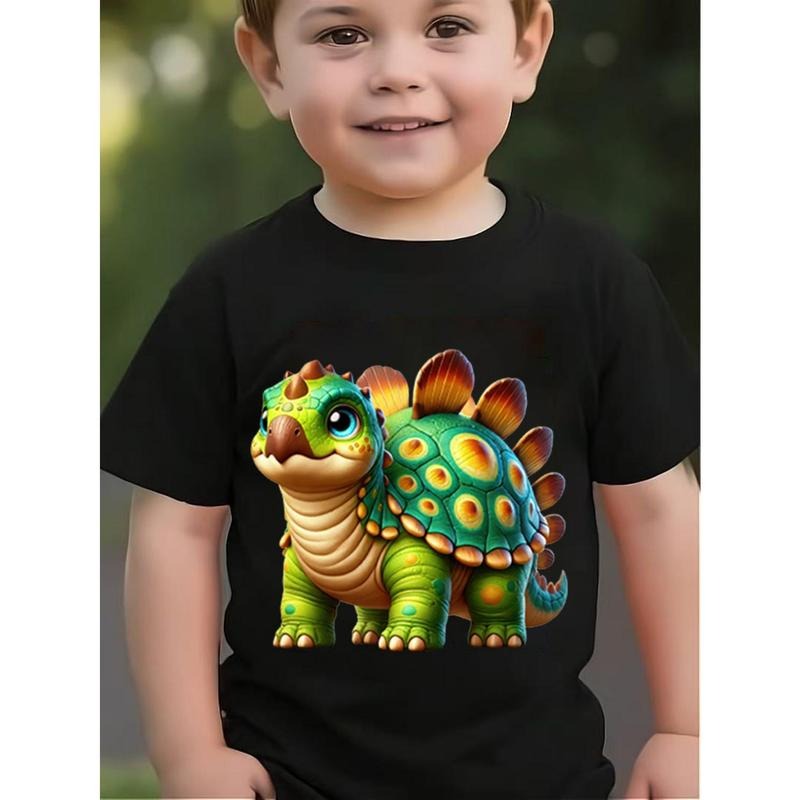 Cute children dinosaur graphic T-shirt-soft 100% cotton short sleeve crew neck black | suitable for everyday use and...