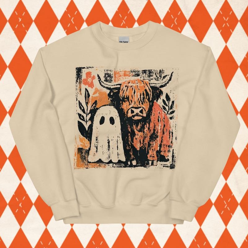 Cute Fall Highland Cow Ghost Halloween Spooky Season Autumn Cow Fall Pumpkin Cow Lover T-Shirts, Hoodie, Sweatshirt