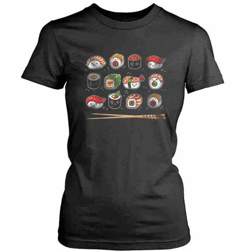 Cute Sushi Anime Womens T-Shirt Tee