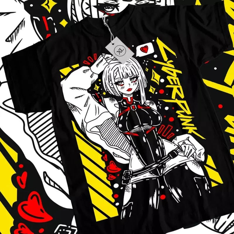 Cyberpunk Edgerunners Anime T-Shirt & Sweatshirt, Lucy Kawaii Waifu Graphic Tee, Anime Manga Lover Gifts Ball Cotton Hoodie
