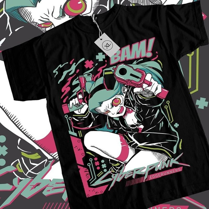 Cyberpunk Edgerunners T-shirt Edge Runners DAVID And LUCY Rebecca Shirt All Size Hoodie, Sweatshirt | HypeCrazeTee.com