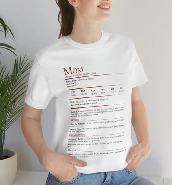 D&D Mom Stat Block Shirt | Unisex Jersey Short Sleeve Tee Hoodie, Sweatshirt | HypeCrazeTee.com