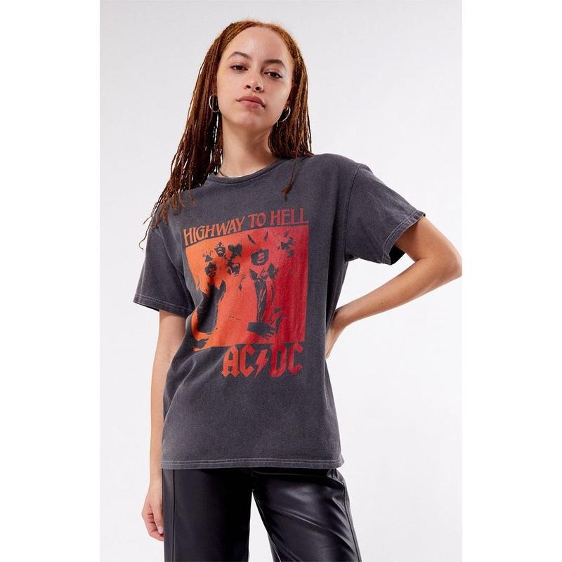 Daisy Street Women's AC/DC Gradient Washed T-Shirt Hoodie, Sweatshirt | HypeCrazeTee.com
