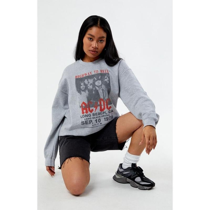 Junk Food Women's AC/DC Highway Tour Crew Neck Sweatshirt T-Shirts, Hoodie | HypeCrazeTee.com
