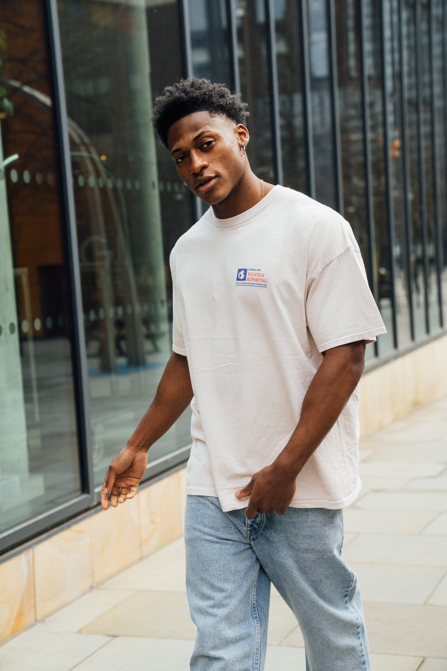 Seasonal Hero 'Weather Reporting' Vintage Washed Tee - Cream