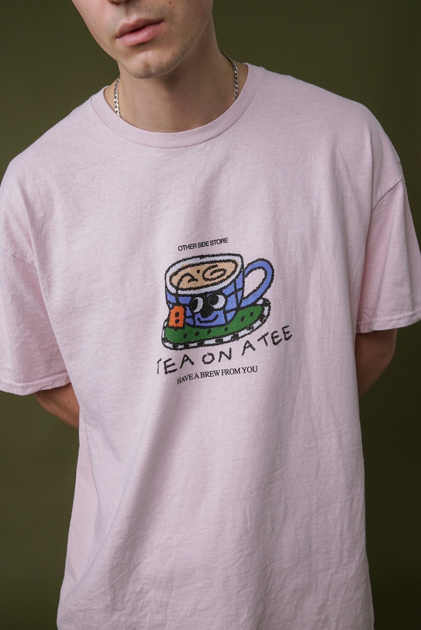 Other Side Store 'Tea on a Tee' Vintage Washed Tee - Light Pink
