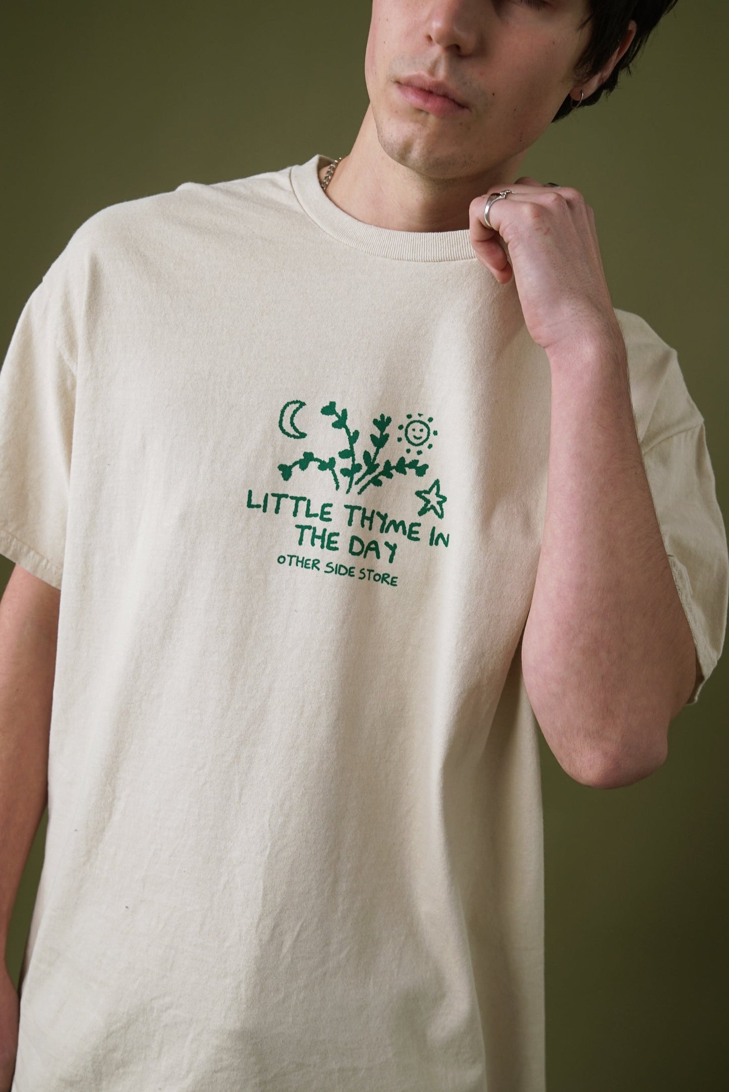 Other Side Store 'Little Thyme' Vintage Washed Tee - Cream