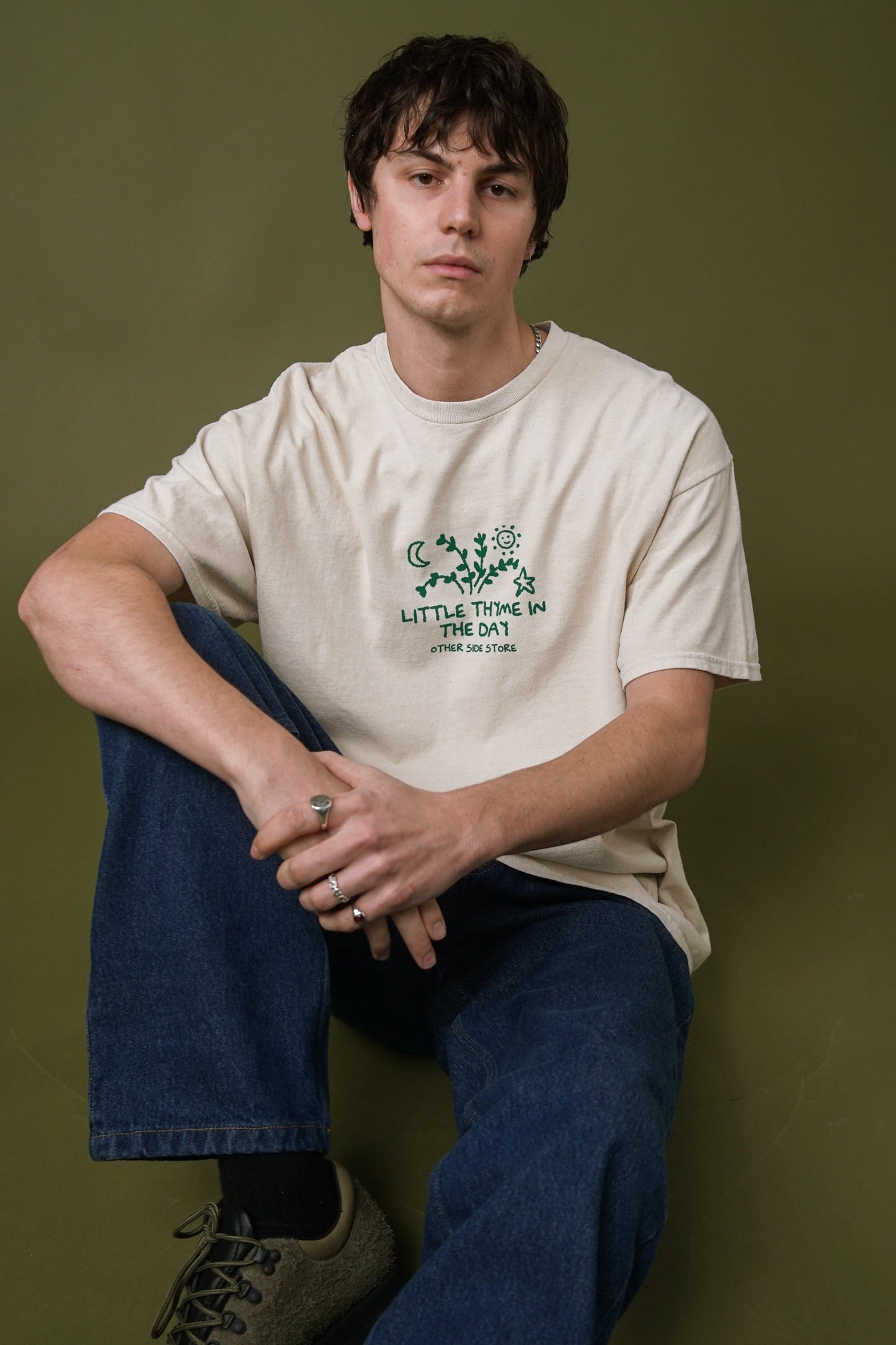 Other Side Store 'Little Thyme' Vintage Washed Tee - Cream