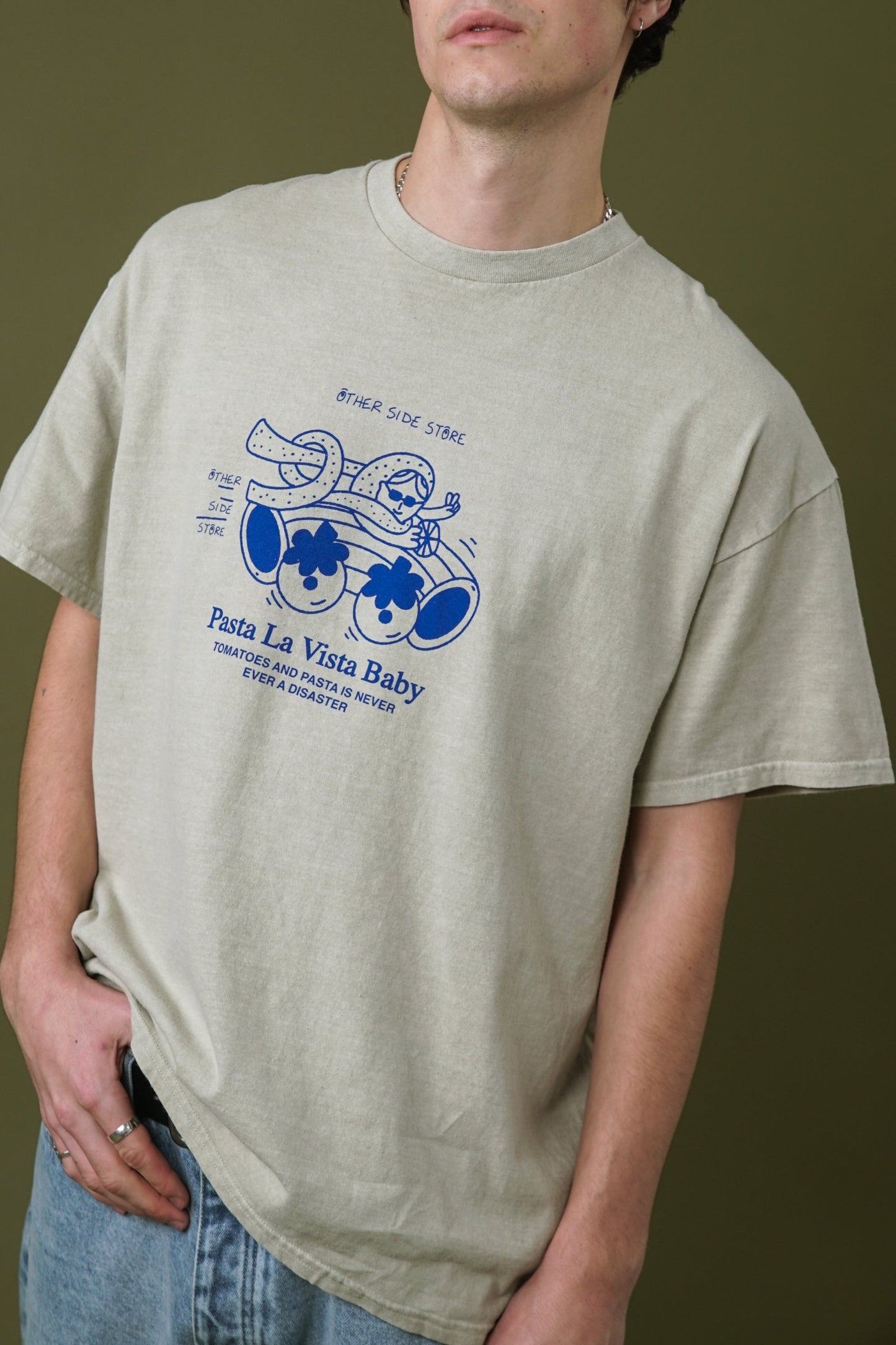 Other Side Store 'Pasta La Vista' Vintage Washed Tee - Ecru