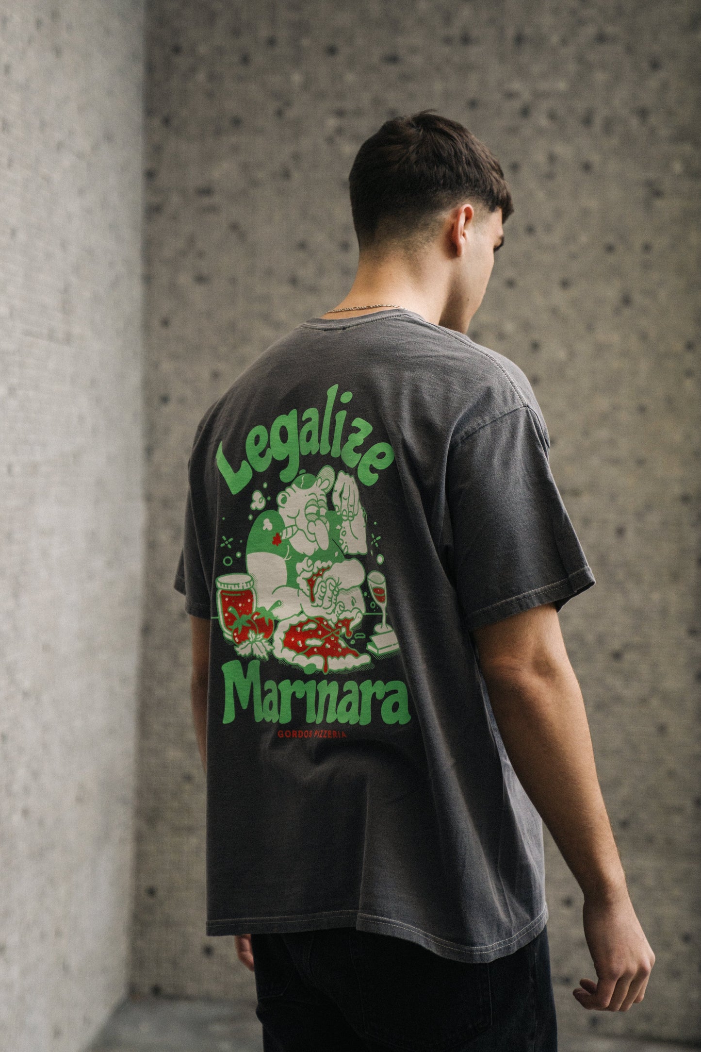 World Famous Gordos 'Legalize Marinara' Vintage Washed Tee - Black