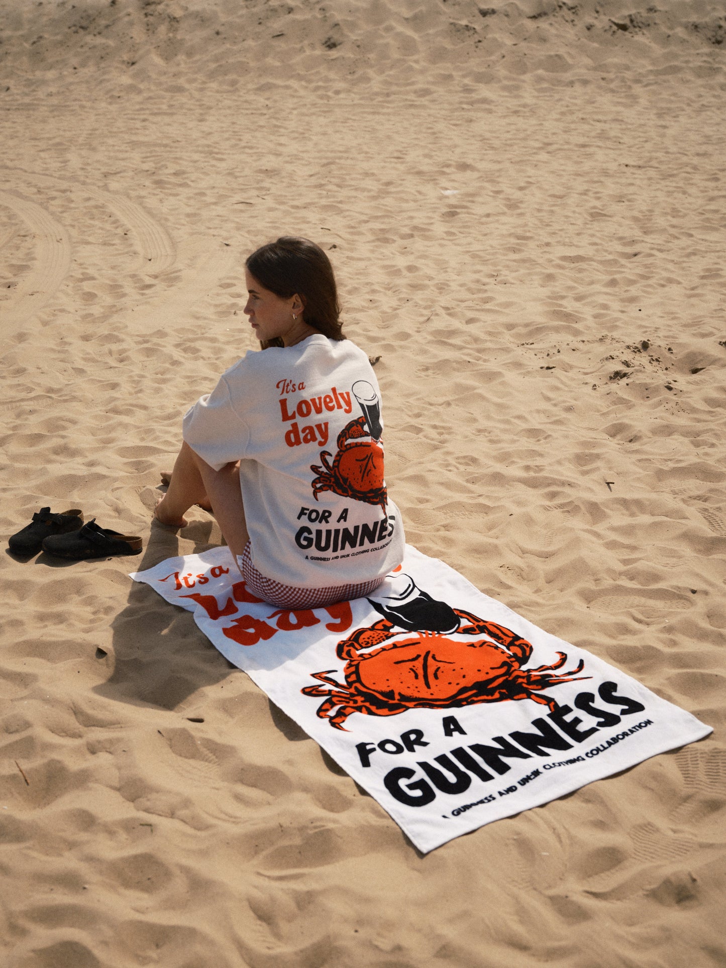 Guinness x UN:IK 'Crab' Beach Tee & Towel Bundle - Sand