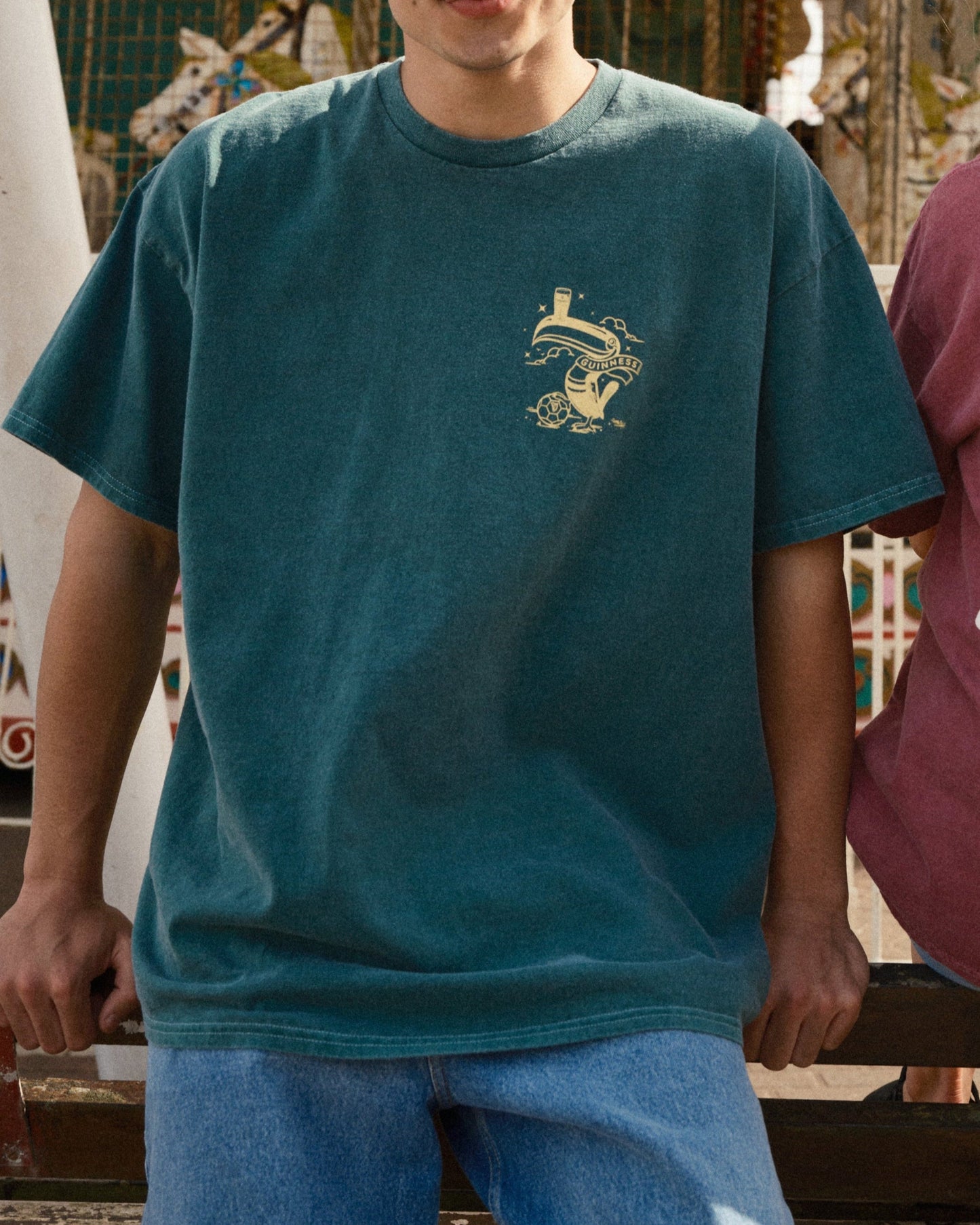Guinness x UN:IK 'Football Toucan' Vintage Washed Tee - Green