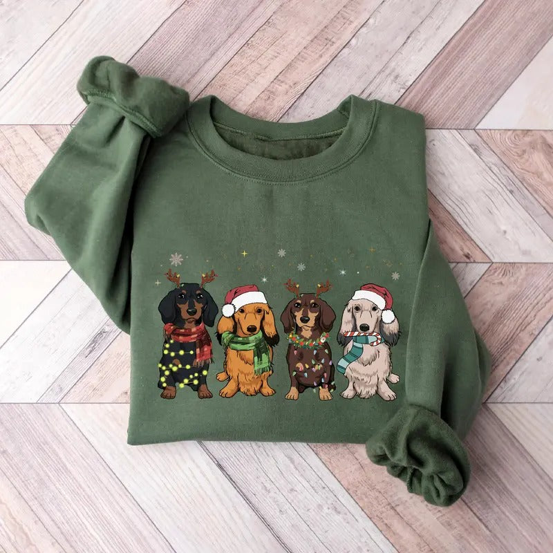Dachshund Christmas Sweatshirt, Christmas Dog Shirt, Dachshund Shirt, Dachshund Mom Shirt, Dog Lover Shirt, Dachshund...