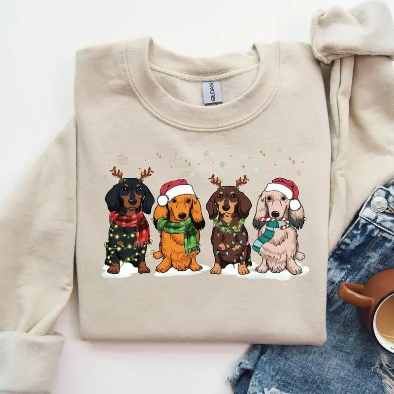 Dachshund Christmas Sweatshirt, Christmas Dog Sweatshirt, Dog Lover Sweatshirt, Dachshund Lover Sweatshirt - Unisex...